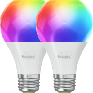 Nanoleaf Essentials Matter Wi-Fi A19 E26 Smart Bulbs, 2 Pack