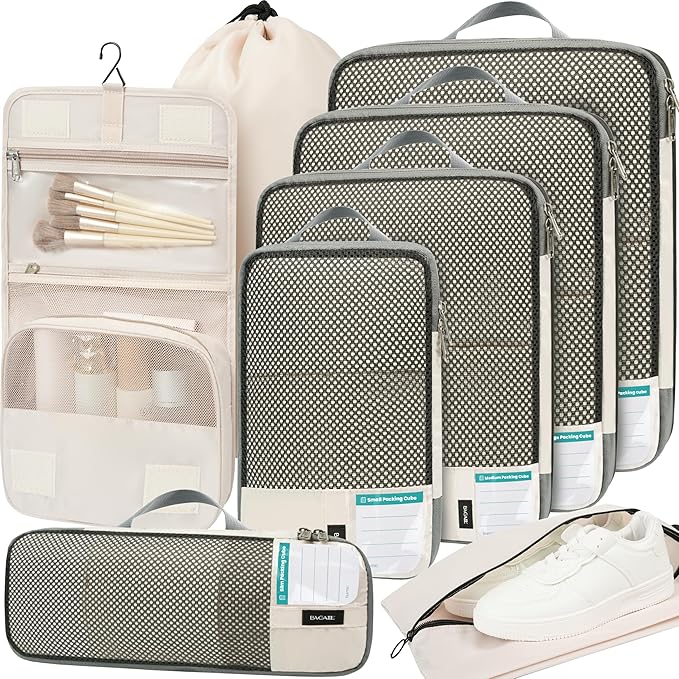 BAGAIL Compression Packing Cubes, 8-Piece Set