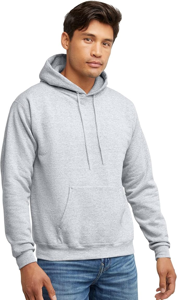 Hanes Men’s EcoSmart Fleece Hoodie, Ash, Small