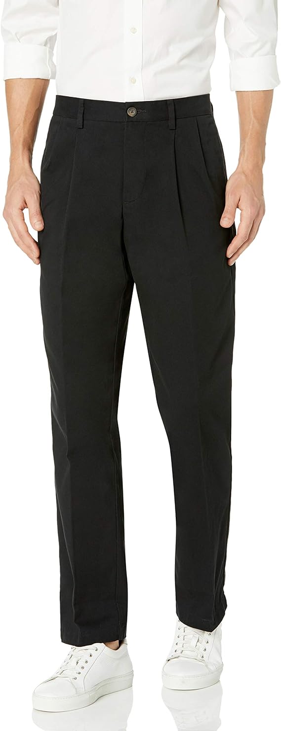 Amazon Essentials Men’s Classic-Fit Wrinkle-Resistant Pleated Chino Pants