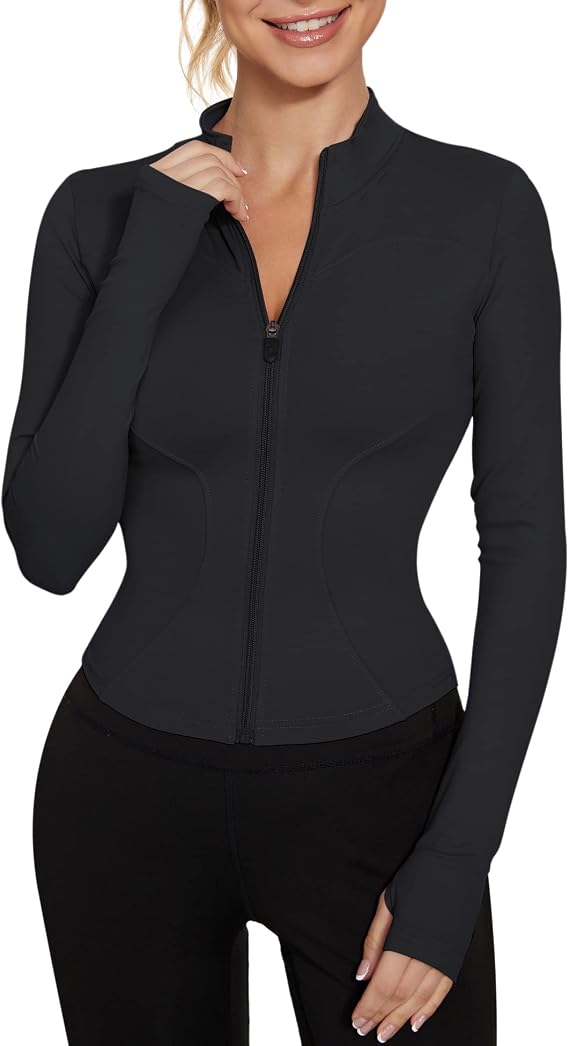 LUYAA Women’s Cropped Zip-Up Workout Jacket