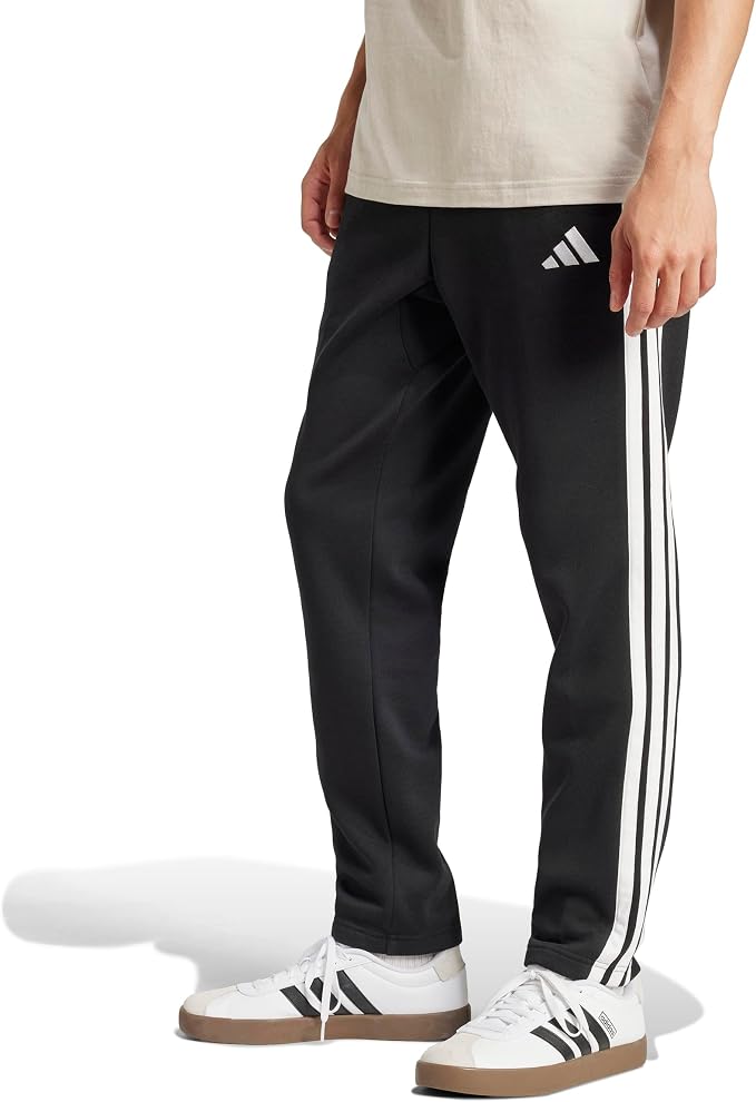 adidas Men’s Essentials 3-Stripes Regular Tricot Pants, Black/White, Medium Tall