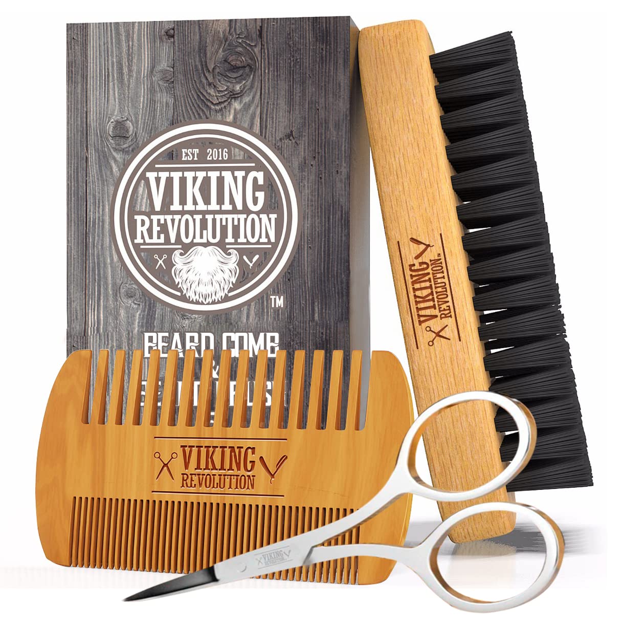 Viking Revolution Beard Comb & Beard Brush Set